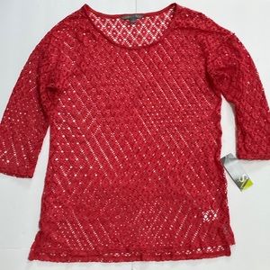 NWT Valerie Stevens Open Knit Shirt